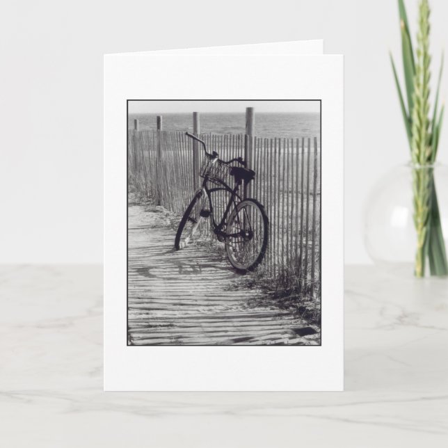 'Bike with Fence' Blank Greeting Card (Front)