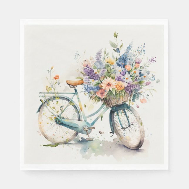Bike With Flower Basket  Napkin (Front)