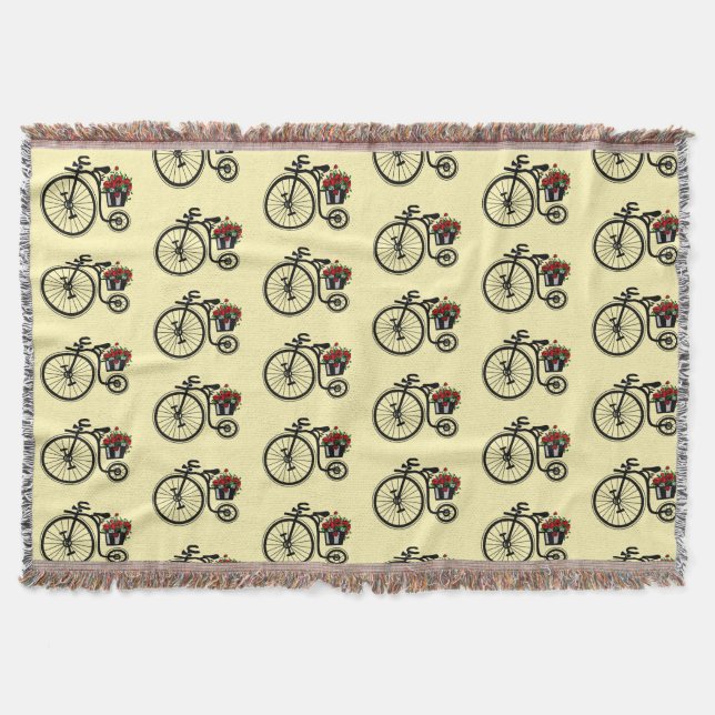Bike with Flowers Throw Blanket (Front)