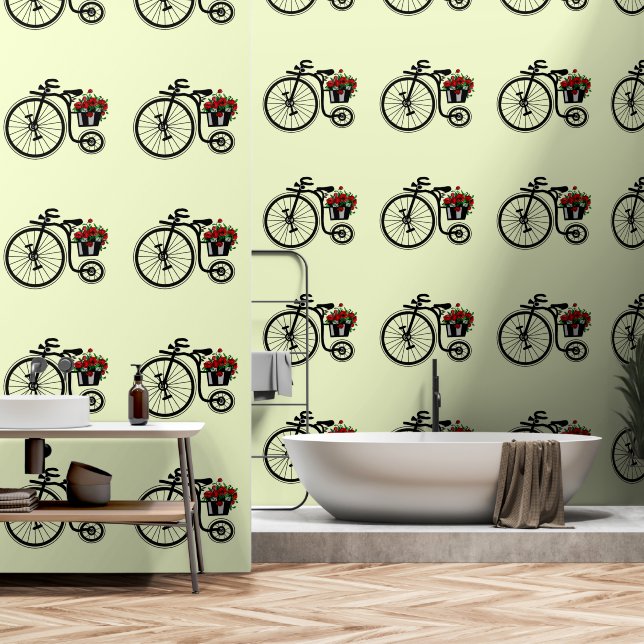 Bike with Flowers Wallpaper (Bathroom)
