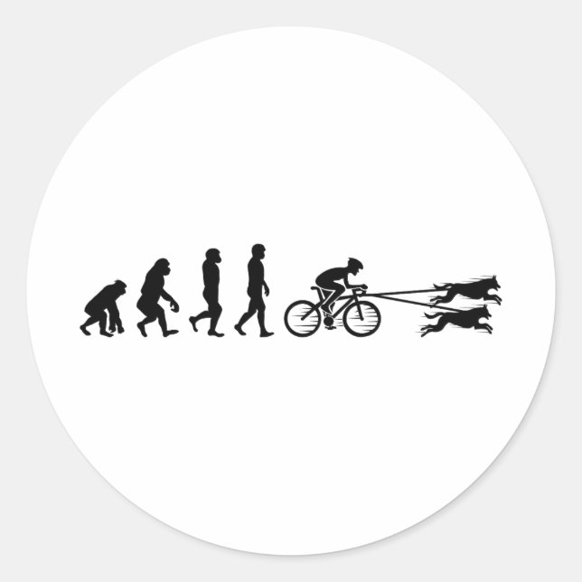 Bikejoring DogScooting Dog Sport Bike Evolution Classic Round Sticker (Front)