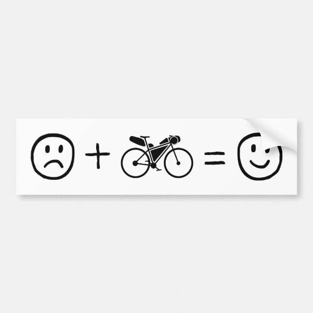Bikepacking Makes You Happy Bumper Sticker (Front)