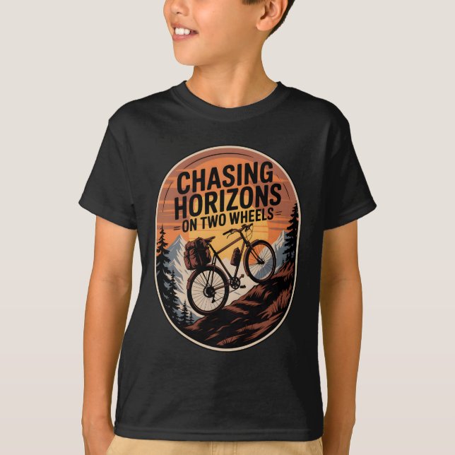 Bikepacking Outdoor Mountain Biking Chasing Horizo T-Shirt (Front)