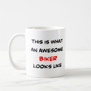 biker, awesome coffee mug