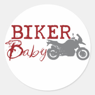Biker Baby Classic Round Sticker