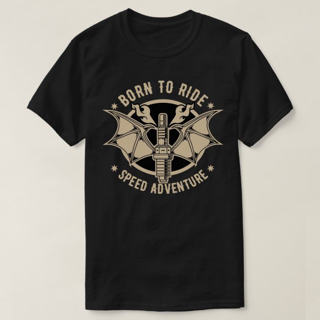 BIKER BADGE WING T-Shirt (Design Front)