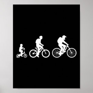 Biker Bicycle Cycling Mountain Biking Evolution Poster