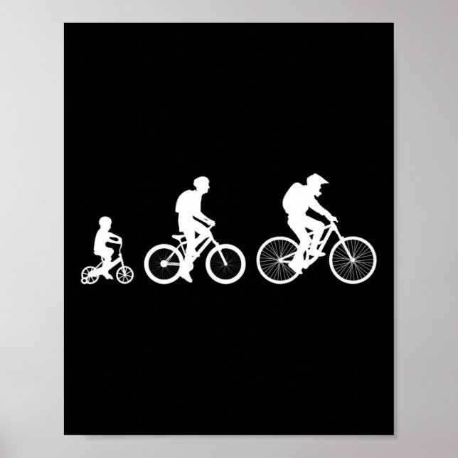 Biker Bicycle Cycling Mountain Biking Evolution  Poster (Front)