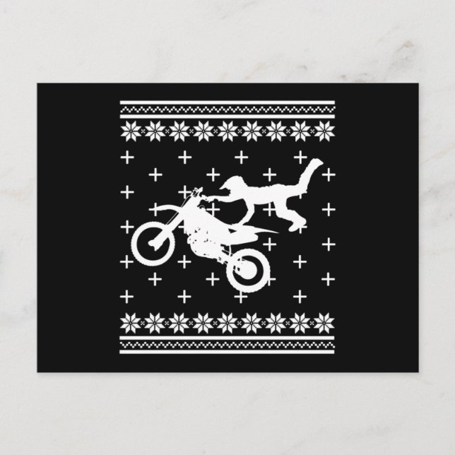 Biker Bike Motocross Ugly Christmas Motorcycle Gif Postcard (Front)