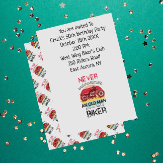 Biker Birthday Party Old Man Joke Invitation