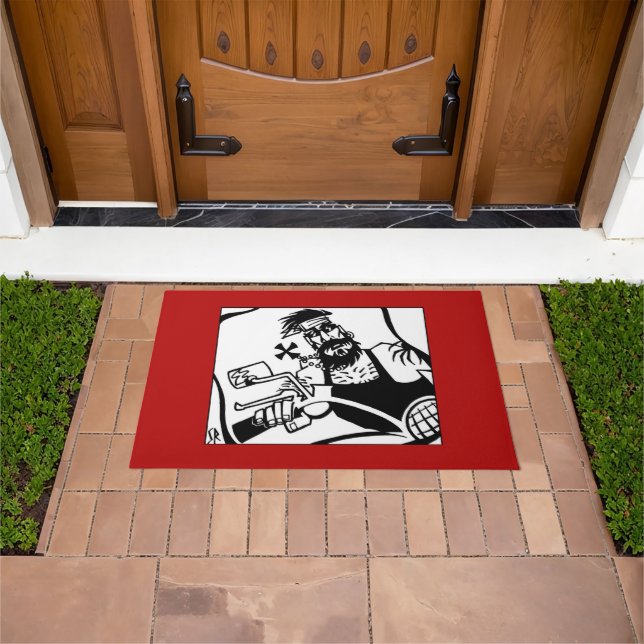 Biker Bro black red white doormat (Outdoor)