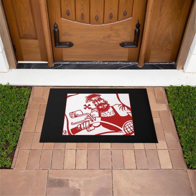 Biker Bro red black white doormat (Outdoor)