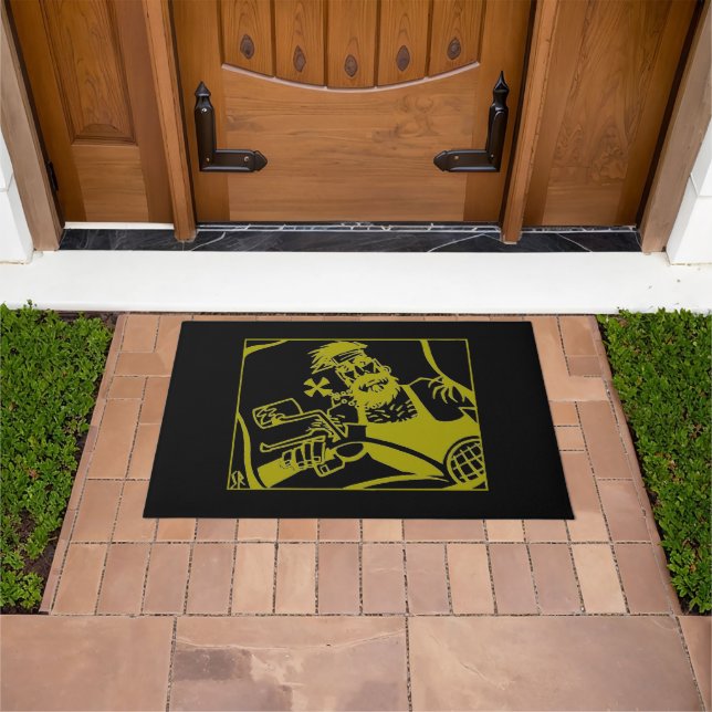Biker Bro yellow and black doormat (Outdoor)