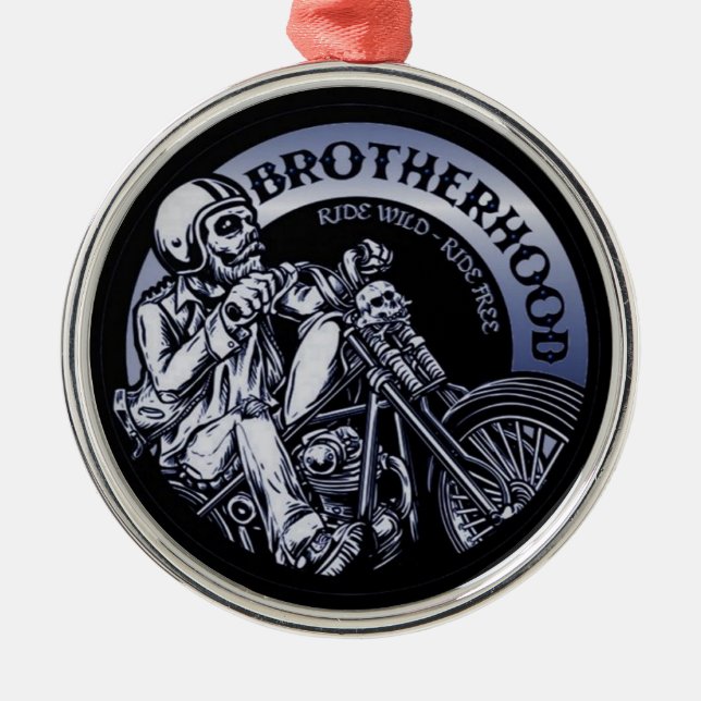 Biker Brotherhood Black   Metal Tree Decoration (Front)
