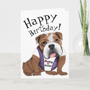 Biker Bulldog Birthday Card *Personalise it