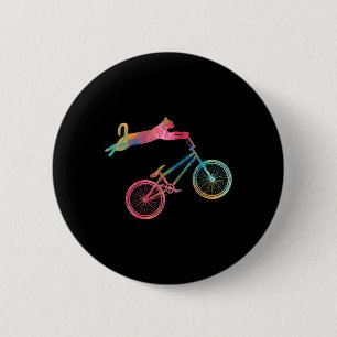 Biker Cat Owners Mountain Cycling And Biking For M 6 Cm Round Badge