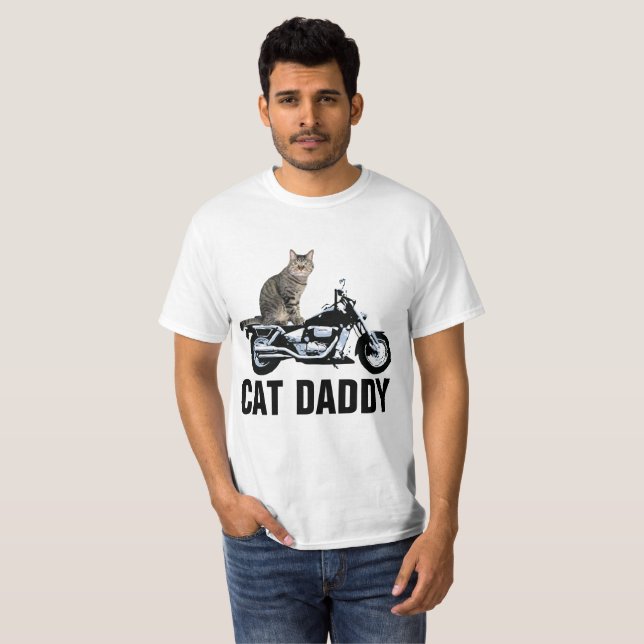BIKER CAT T-shirts, CAT DADDY Motorcycle Tees (Front Full)