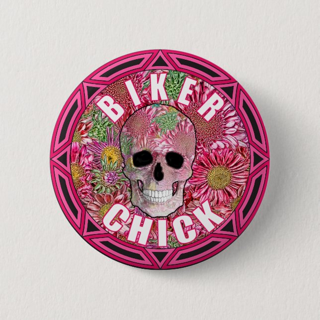 Biker Chick 001 6 Cm Round Badge (Front)