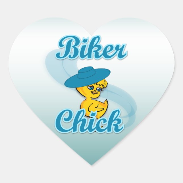 Biker Chick #3 Heart Sticker (Front)