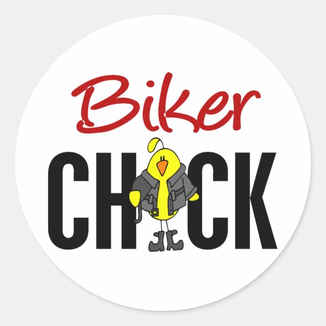 Biker Chick Classic Round Sticker (Front)