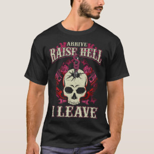 Biker Chick Pink Roses Snake Flames Rider Motorcyc T-Shirt