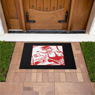 Biker Chick red and black doormat