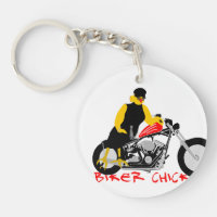 BIKER CHICK Sitting on Her Motorcycle