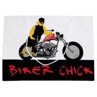 BIKER CHICK Sitting on Her Motorcycle