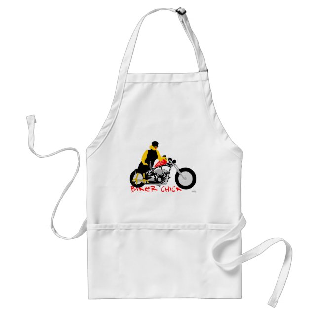 BIKER CHICK Sitting on Her Motorcycle Standard Apron (Front)