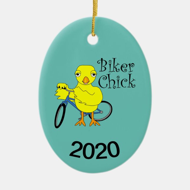 Biker Chick Text Ceramic Tree Decoration (Front)