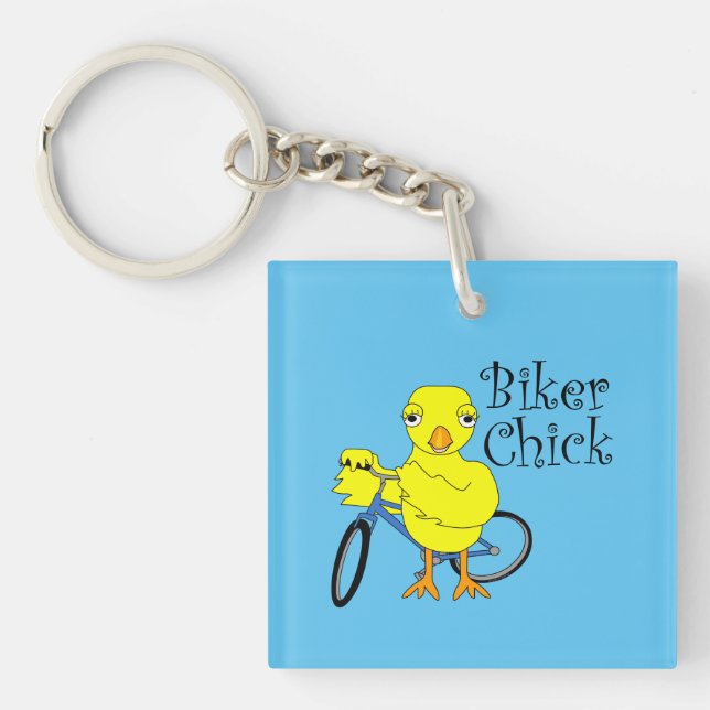 Biker Chick Text Key Ring (Front)
