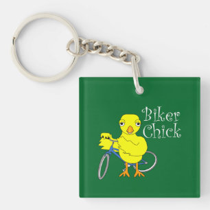 Biker Chick Text Key Ring