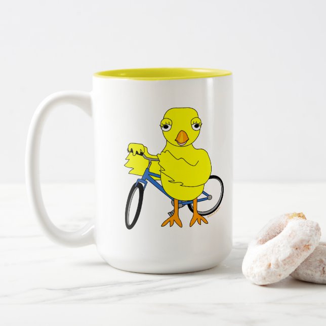 Biker Chick Two-Tone Coffee Mug (With Donut)