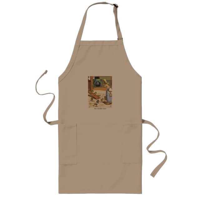 Biker Chicks khaki long chef apron (Front)