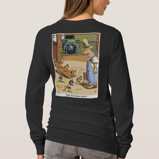 Biker Chicks women black long sleeve shirt back (Back)