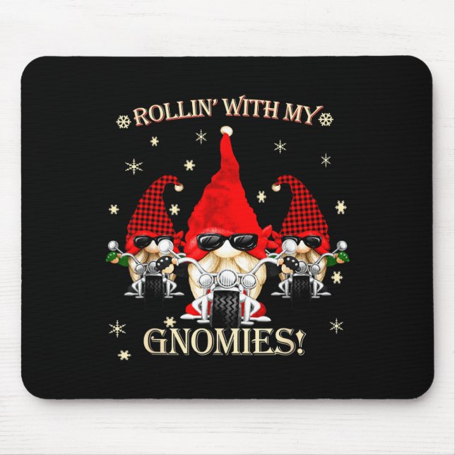 Biker Christmas Gnomes Biker Garden Christmas Gnom Mouse Pad (Front)