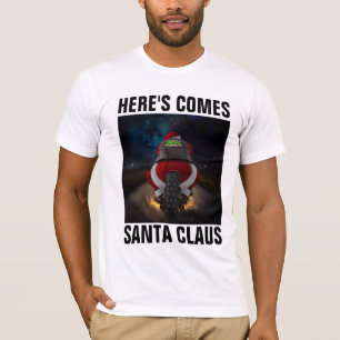 BIKER CHRISTMAS T-SHIRTS SANTA ON MOTORCYCLE