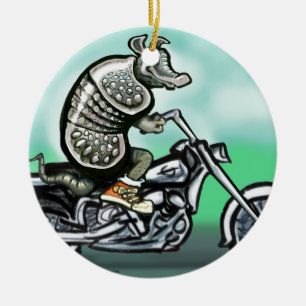 Biker Club Dillo Ceramic Tree Decoration