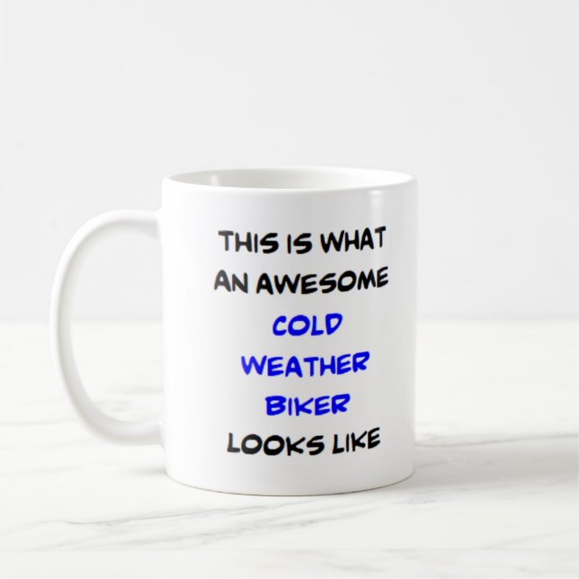 biker cold weather, awesome coffee mug (Left)
