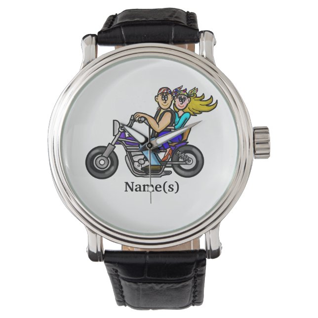 Biker Couple Watch  Customise With Names! (Front)