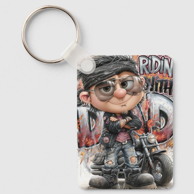 Biker Dad Chopper Tag Key Ring (Front)