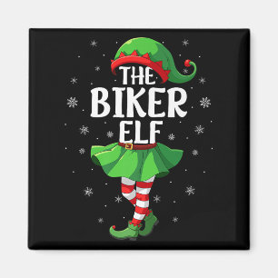 Biker Elf Christmas Girls Women Elf Squad Xmas Fam Magnet