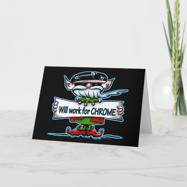Biker Elf customisable holiday gifts Card (Front)