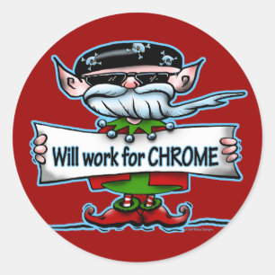 Biker Elf customisable holiday gifts Classic Round Sticker