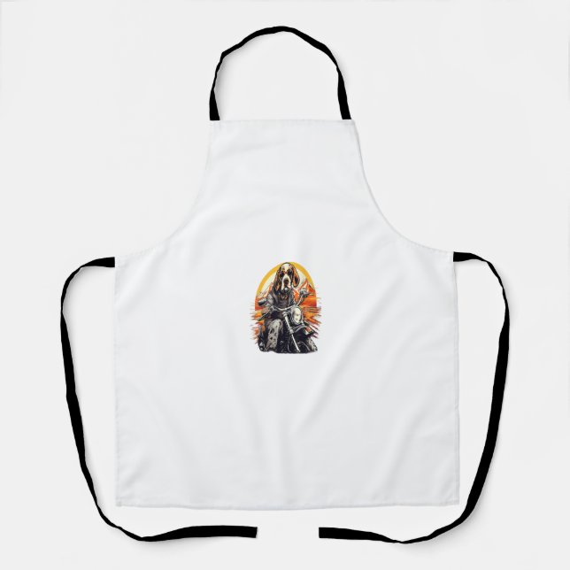 Biker English Pointer Dog Riding Motorcycle Apron (Front)