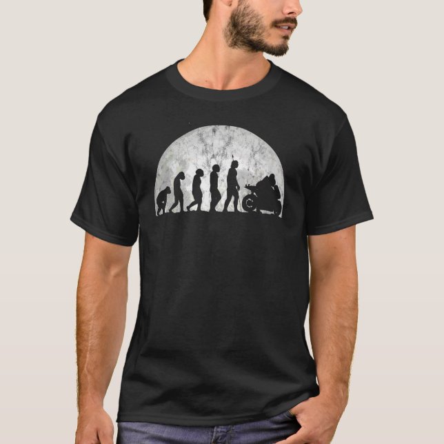 Biker Evolution  Evolution Of Man Motorcycle Motor T-Shirt (Front)