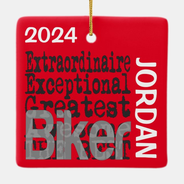 Biker Extraordinaire CUSTOM Ceramic Ornament (Back)