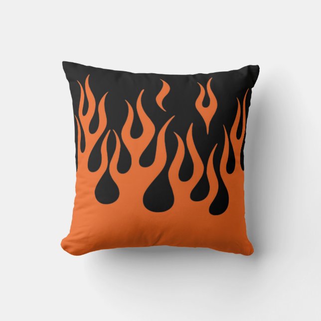 Biker Flames in Orange and Black Cushion (Front)
