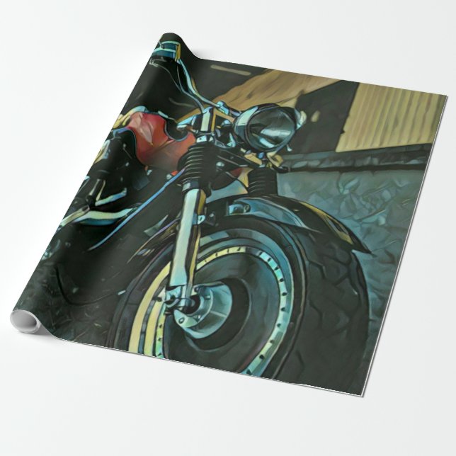 Biker gifts wrapping paper (Unrolled)