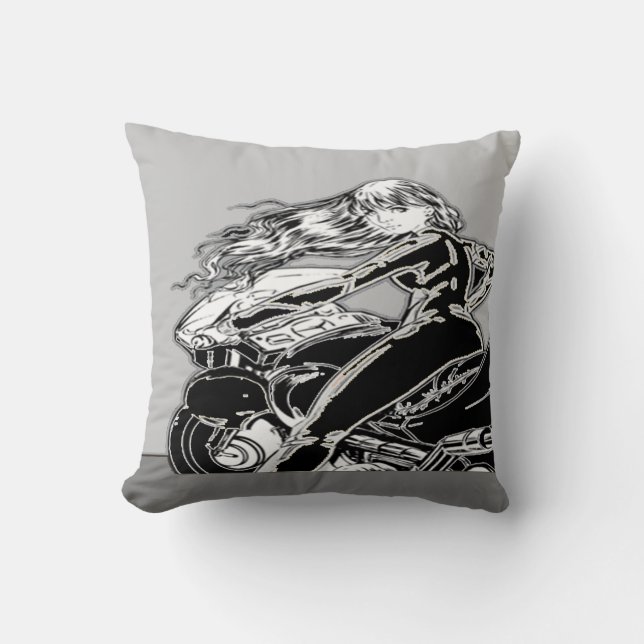 Biker Girl Pillow (Front)